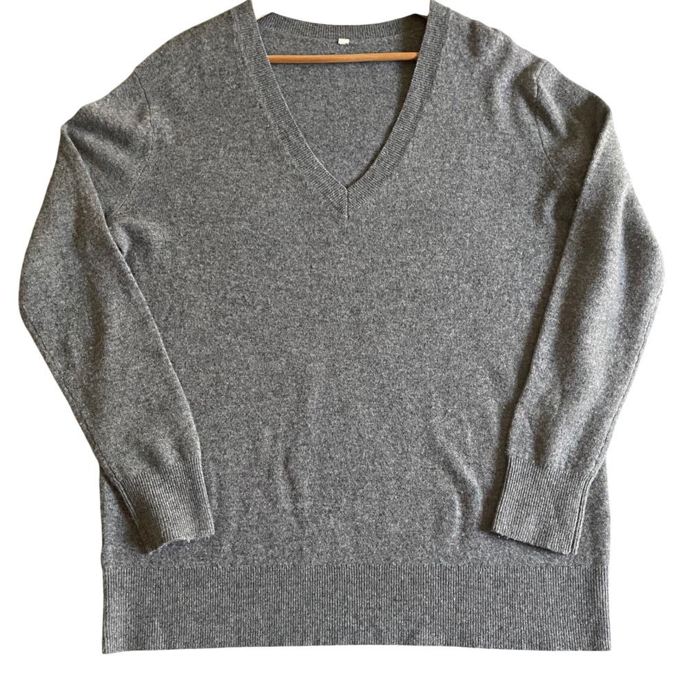 Aritzia Babaton Sweater Women Merino Wool L Grey Long Sleeve Minimalist Layering